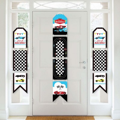 Big Dot of Happiness Let's Go Racing - Racecar - Hanging Vertical Paper Door Banners - Birthday Party or Baby Shower Wall Decor Kit -Indoor Door Decor