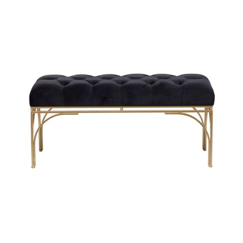 Rectangular Glam Velvet Bench Black - Olivia & May : Target