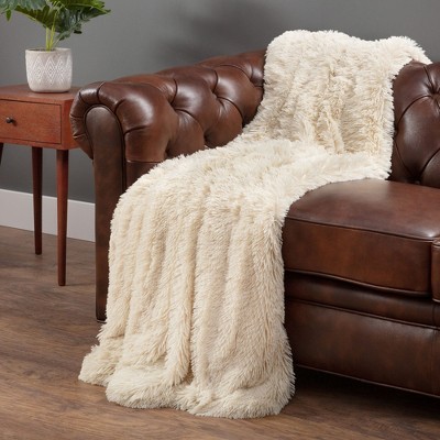 Twin Off-White Faux Fur Sherpa Fleece Throw Blanket