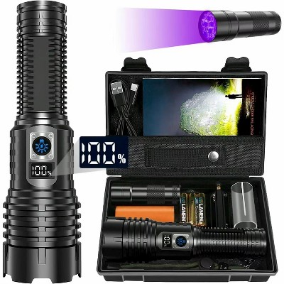 MaseiKar Flashlight 2000 High Lumens Rechargeable - LED Flash Light with LCD Display XHM77.2 Super Bright Police Powerful Linterna