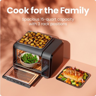 Chefman Black Digital 15 Qt. Air Fryer Toaster Oven with Broiler