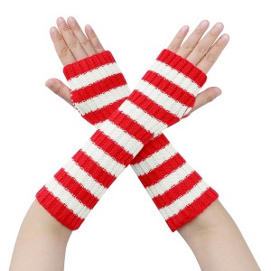 INSPIRE CHIC Women's Elastic Knit Winter Half Finger Thumb Hole Y2K Sleeves Gloves for Christmas Windproof 1 Pair - 1 of 4
