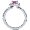 Pompeii3 Princess Cut Pink Sapphire 1 1/3ct Pave Vintage Diamond Ring Set 14K White Gold - 2 of 4