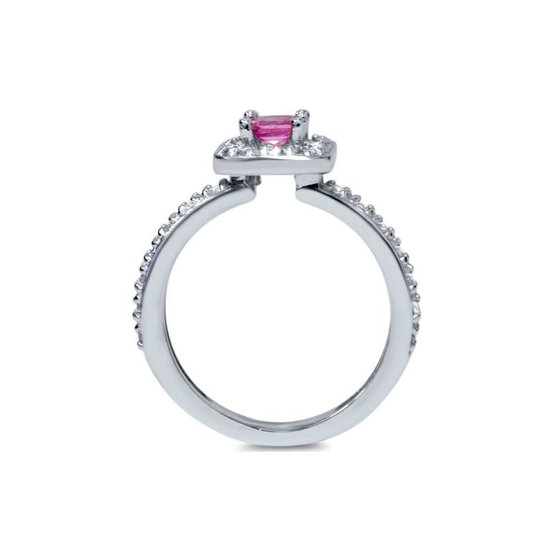 Pompeii3 Princess Cut Pink Sapphire 1 1/3ct Pave Vintage Diamond Ring Set 14K White Gold, 2 of 5