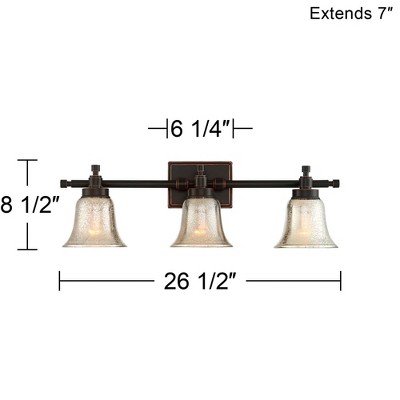 Bronze 26.5" 3-Light Industrial Wall Fixture with Mercury Glass Shades