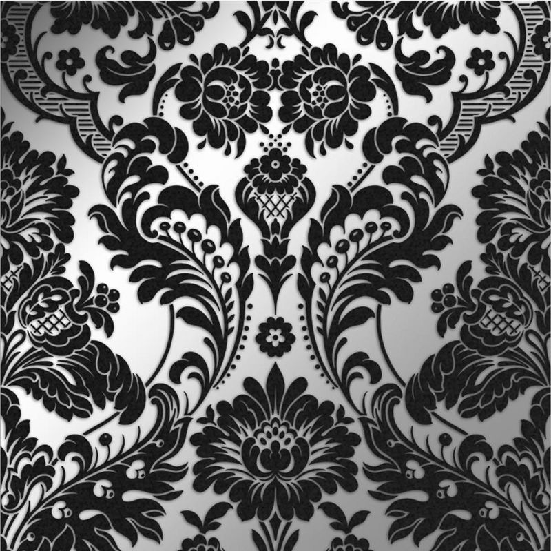 Gothic Damask Flock Black and Silver Paste the Wall Wallpaper, 1 of 5