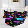 Cartoon Dino Comforter Set Full Size – Neon Dinosaur Bedding 3Pcs with Colorful Dino & Palm Leaves, Kids Boys Quilt Set with 2 Pillowcases - 4 of 4