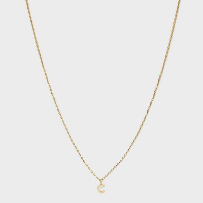14K Gold Plated Small Polished Initial Pendant Necklace - A New Day™ Gold