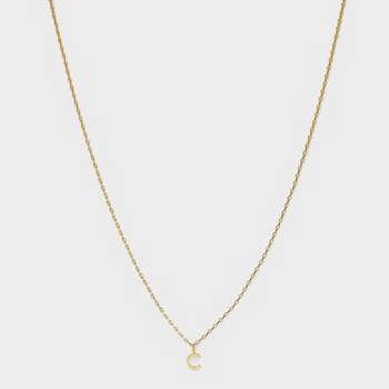 14K Gold Plated Small Polished Initial Pendant Necklace - A New Day™ Gold