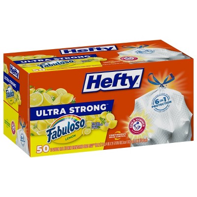 Hefty Ultra Strong Tall Kitchen Drawstring Trash Bags - Clean Burst Scent - 13  Gallon - 50ct : Target