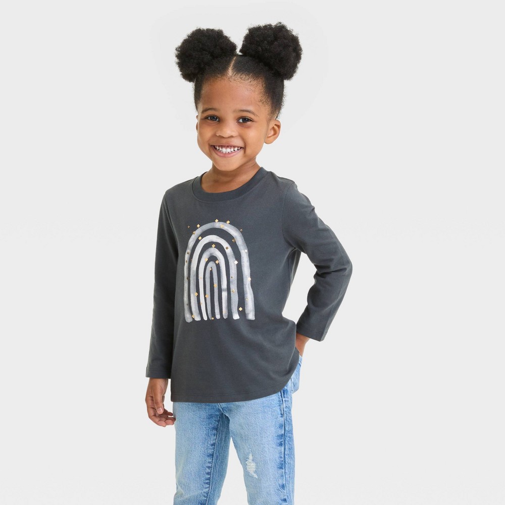 Toddler 'Rainbow' Long Sleeve T-Shirt - Cat & Jack™ Charcoal Gray 2T