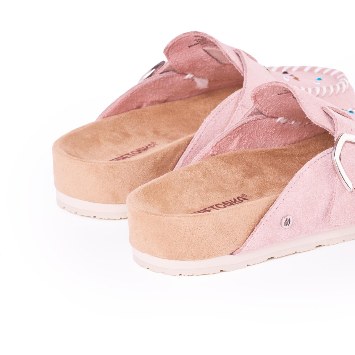 Женские сабо Minnetonka Women's Suede Rhinestone Buckle Clogs 6000906 Blush - 9 — фото 6