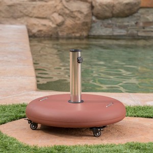 Gulches Wheelie Umbrella Base - Round Heavy-Duty Portable Stand for Patio, Garden, and Beach Umbrellas,Red - 1 of 4