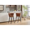 MYINDA 26''H Velvet Counter Height Bar Stool Set of 2, 360° Swivel Upholstered Bar Stool with Backrest, Goldy Footrest, Brown - 2 of 4