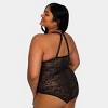 Curvy Couture Women's Plus Size No Show Lace Bodysuit - 2 of 4
