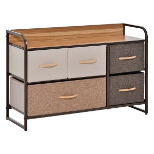 SEVOBAL Dressers 5 Drawer Fabric Chest Storage Organizer with Durable Steel Frame and Wooden Top for Bedroom Entryway, Multicolored, 11.5"*34.5"*22.8" - 1 of 4