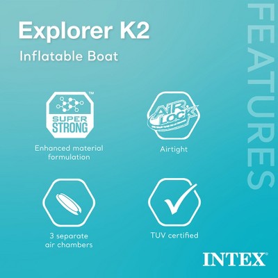 Explorer K2 Yellow 2-Person Inflatable Kayak with Oars and Pump