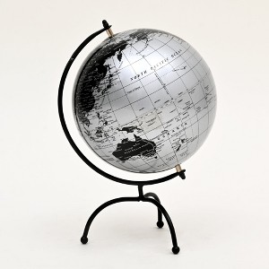 TopComfy Decorative Object Tabletop Globe on Iron Tripod Frame for Stylish Home Office Decor, Black and Silver, 8.5"*8"*12" - 1 of 4