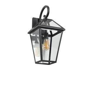 Gulches Outdoor Wall Lights - 10"-21" Modern & Vintage Black Lanterns with Clear Glass for Porch, Garden, Patio, and Entryway - 1 of 4
