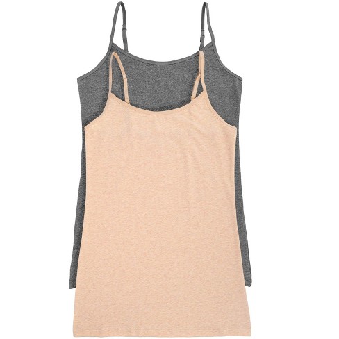 Felina Women's Organic Cotton Stretch Camisole 2-pack (wheat Slate, Medium)  : Target
