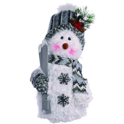 Transpac Fabric 11 in. White Christmas Plush Fuzzy Snowman Figurine