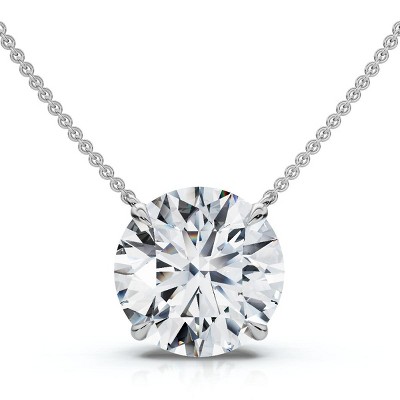 Pompeii3 3Ct Floating Diamond Solitaire Pendant 14k Gold 18" Women's Necklace Lab Created