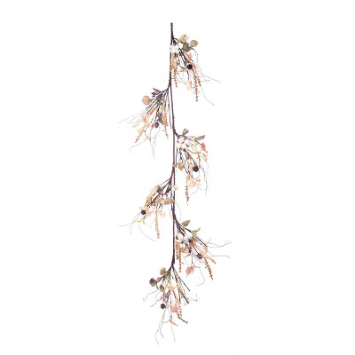 Transpac Fabric 56 in. Multicolor Autumn Cotton Blossom Garland