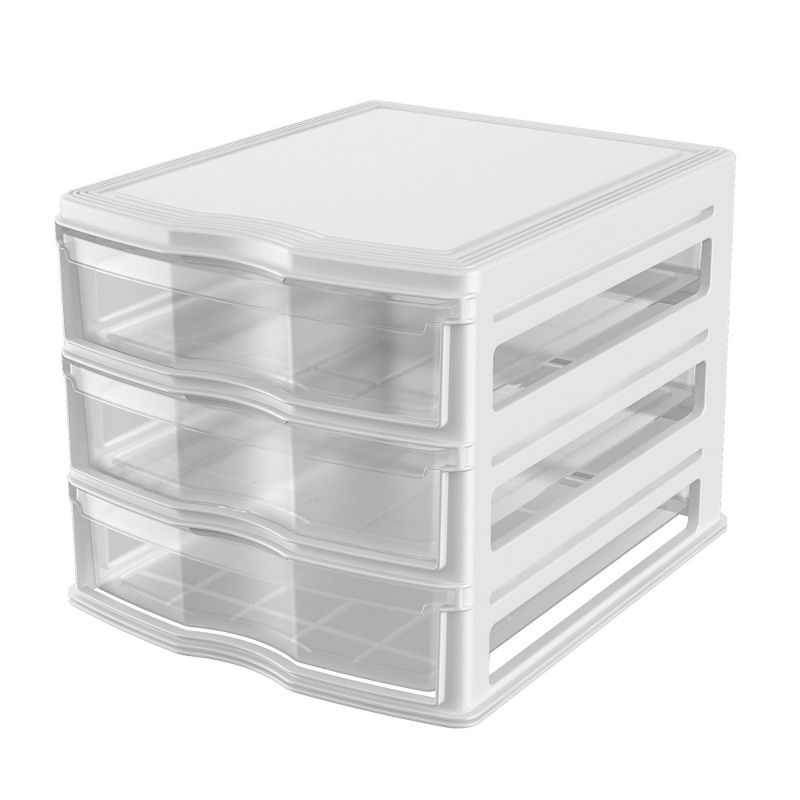 Life Story 3 Drawer Stackable Shelf Organizer Plastic Storage Drawers for Bathroom Storage, Make Up, Or Pantry Organization, White (2 Pack), 2 of 7