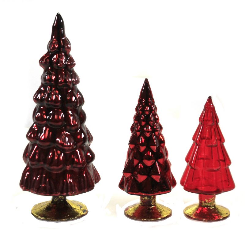 Cody Foster 7.0 Inch Small Hued Trees Set / 3 Christmas Decorate Decor Mantle Tree Sculptures, 3 of 4