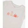 Deux par Deux Girl Flat Back Rib Top with Print White and Pink House - 4 of 4