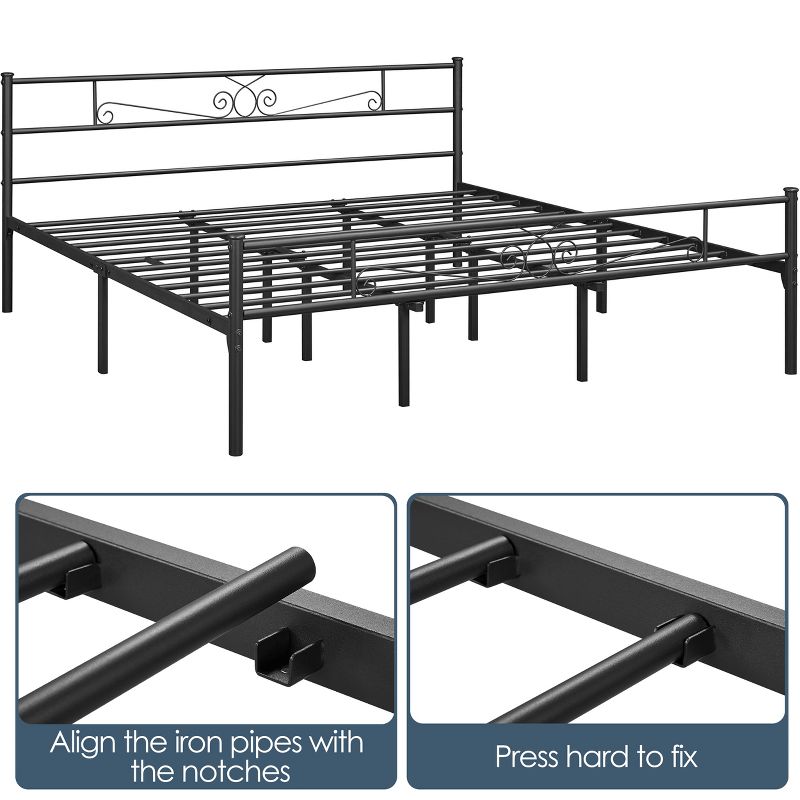 Yaheetech Metal-Framed Platform Bed with Headboard and Footboard, 5 of 8