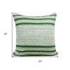 20" X 20" Jade Green And White 100% Cotton Geometric Zippered Pillow - 3 of 4
