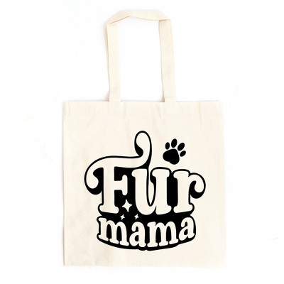 City Creek Prints Fur Mama Bold Canvas Tote Bag - 15x16 - Natural
