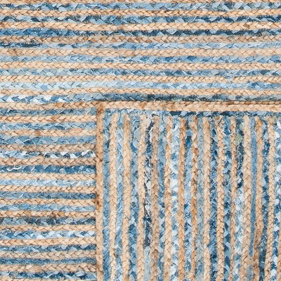 Cape Cod 6' Square Natural Blue Handmade Jute Rug
