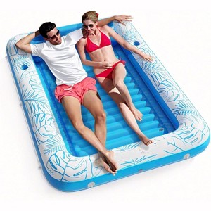 Jasonwell 4‑in‑1 Inflatable Tanning Lounger — Sun Tan Tub & Pool Raft, Water‑Filled Mat/Pad for Adults & Kids (XXL) - Blue - 1 of 4