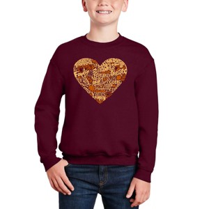 LA Pop Art Thanksgiving Heart - Boy's Word Art Crewneck Sweatshirt - 1 of 4