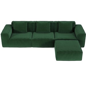 TiramisuBest Modular Convertible Sofa, Oversized 2-Person Corduroy Cloud Velvet Sofa Bed, Flexible Configuration, Green - 1 of 4
