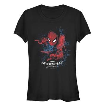 Juniors Womens Marvel Spider-Man: Homecoming Web Frame T-Shirt