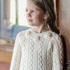 Hope & Henry Girls' Organic Rosette Detail Cable Knit Sweater Dress, Ivory Cable with Rosettes, 5 - 3 of 4