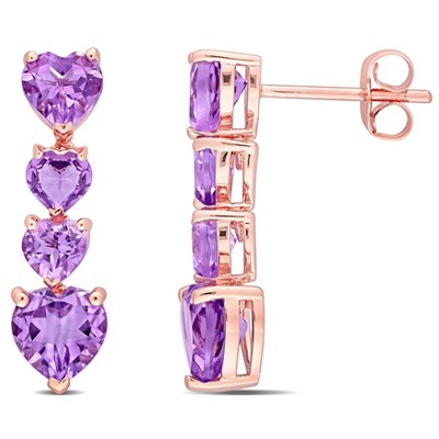 EVERLY JEWELRY | 10K Rose Gold 3 1/8 CT TGW Amethyst Earrings