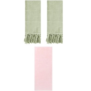 REGALWOVEN 3 Packs Striped and Tassels Hand Towels for Bathroom 14" x 30" - 1 of 4