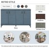 60" Retro Sideboard Buffet Cabinet Accent Buffet Storage Cabinet With 4 Doors Adjustable Shelves For Living Room Kitchen Dining Room - 2 of 4