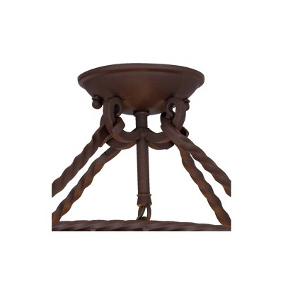 Rustic Bronze Drum Semi-Flush Mount Ceiling Light