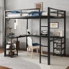 TopComfy Beds Full Metal Loft Bed with Desk and Shelves with Ladder and Guardrails Sturdy Frame Furniture for Bedroom, Black, 73.62"*15.35"*4.72" - 2 of 4