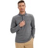 Mens Long Sleeve Polo Shirts Slim Fit Casual Plaid Collar Golf Shirt with Pocket Heather - 2 of 4
