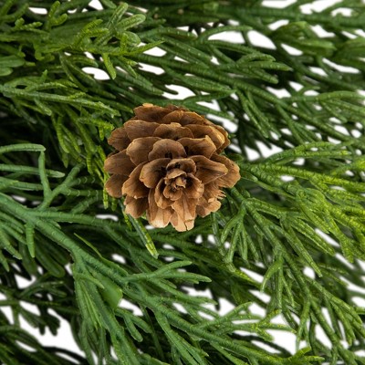 24" Green Cedar Artificial Christmas Wreath with Pine Cones