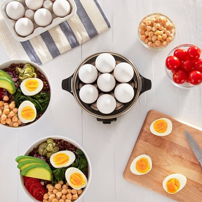Black Compact 3-in-1 Egg Cooker with Auto Shut-Off