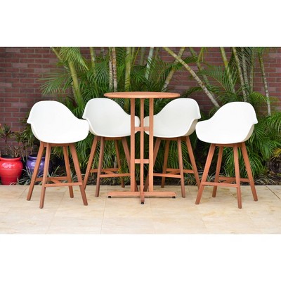 Metz 5pc Round Wood/Resin Patio Bar Set - White - Amazonia