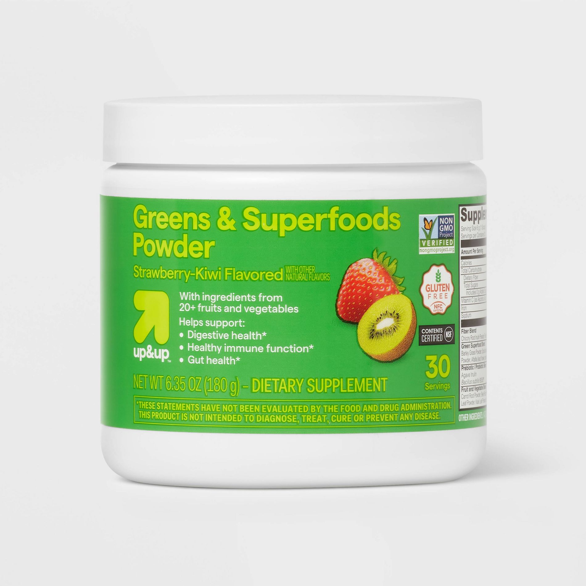 Greens and Superfoods Supplement Powder 30srv Tub - Strawberry/Kiwi - 6.35oz - up&up™