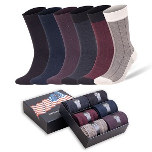 Men’s Bamboo Crew Socks Breathable Moisture Wicking Thin Dress Socks 6-Pack - 1 of 4